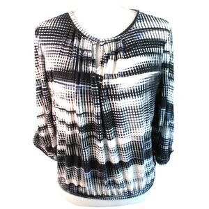 Daisy Fuentes Women's Blue & White 3/4 Sleeve Stretch Shirt Size Medium